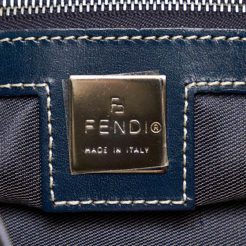 FENDI（フェンディ） ネイビー ブラック キャンバス レザー トート