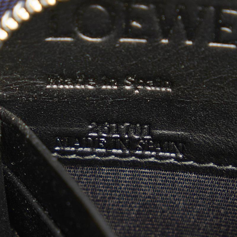 LOEWE（ロエベ） リネン ラウンドファスナー 長財布 ネイビー レザー