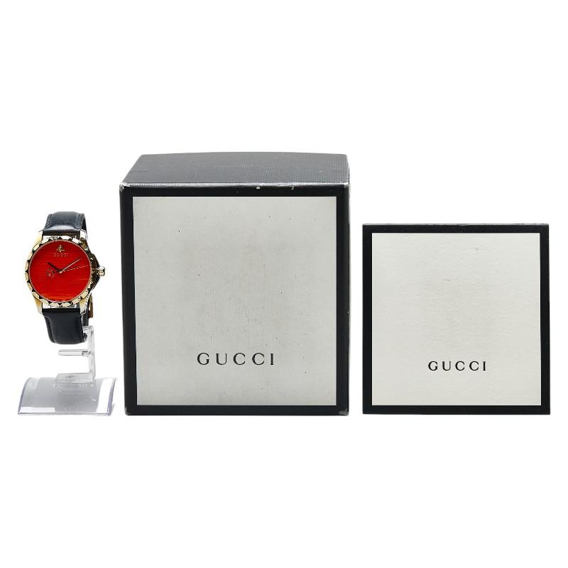 GUCCI グッチ Gタイムレス 腕時計 126.4 クオーツ レッド文字盤