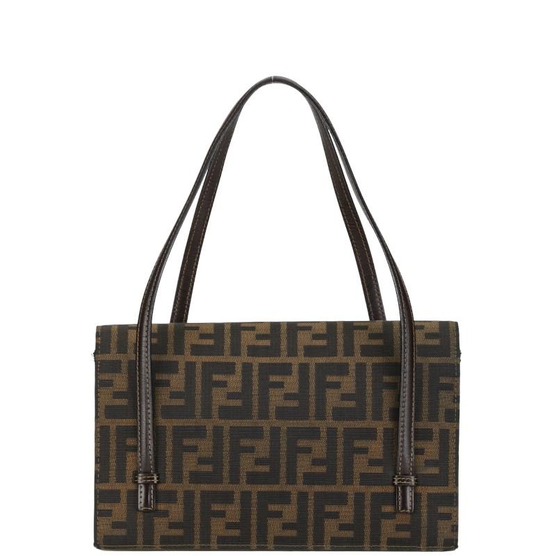 フェンディ ズッカ ハンドバッグ ブラウン キャンバス レザー レディース FENDI 【中古】_2
