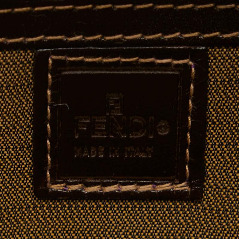FENDI（フェンディ） ズッカ ハンドバッグ ブラウン キャンバス レザー