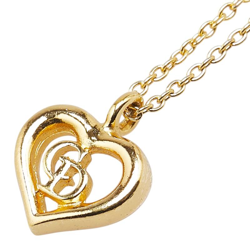 Christian Dior ゴールド CD ロゴ ハート ネックレス 美品 Christian Dior - 美品 ディオール ネックレス カラーストーン