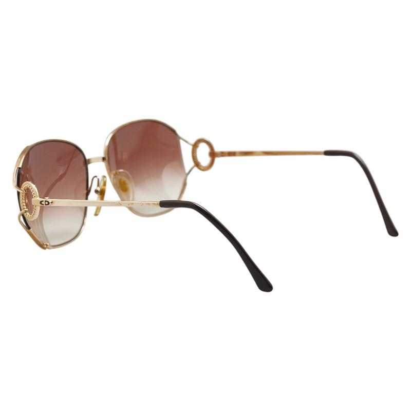 ディオール ロゴ サングラス ゴールド ブラウン プラスチック