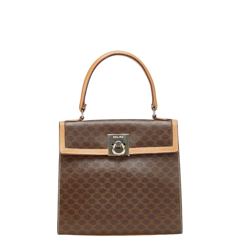 CELINE（セリーヌ） マカダム ハンドバッグ ブラウン PVC レザー