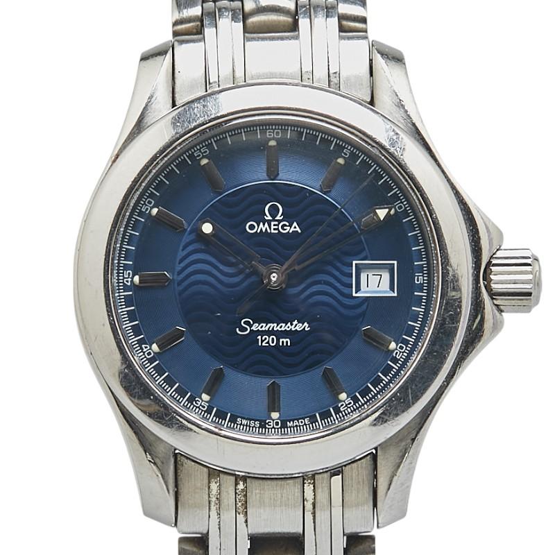 オメガ シーマスター120 デイト 腕時計 2511.81 クオーツ ブルー文字盤  
