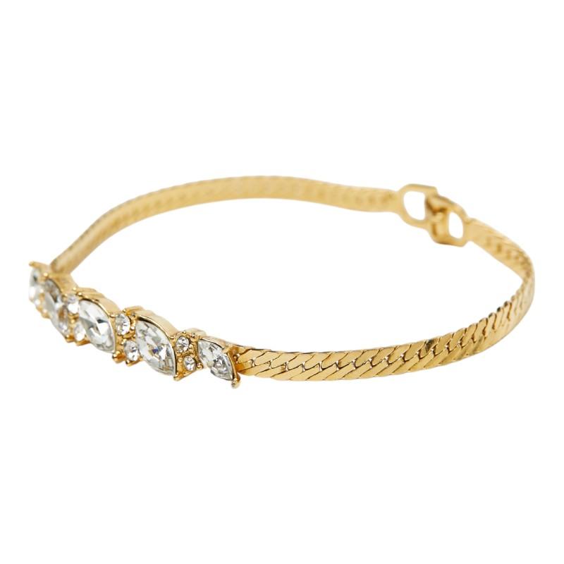 Dior クリスチャンディオール　ゴールドメッキメッシュブレスレット ディオール ブレスレット ゴールド メッキ ラインストーン レディース