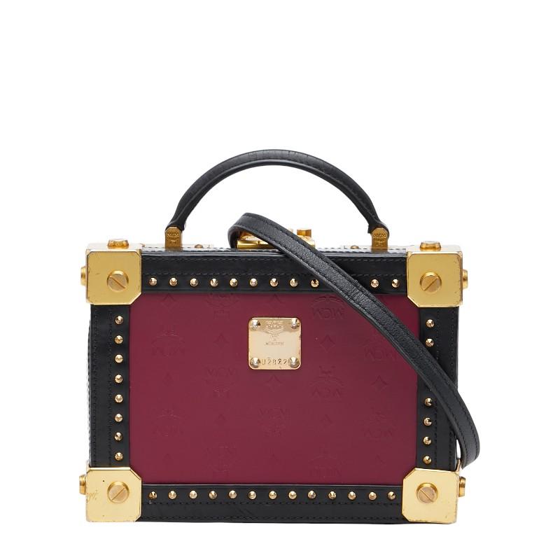 エム シー エム スタッズ ハンドバッグ ショルダーバッグ 2WAY ブラック レザー レディース MCM 【中古】 MCM（エムシーエム） エム シー エム ロゴ スタッズ ミニ トランク