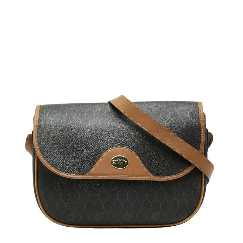 ディオール ハニカム 斜め掛け ショルダーバッグ ブラウン PVC レザー