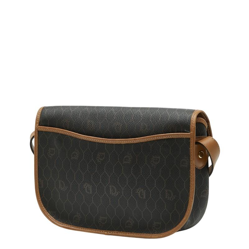 ディオール ハニカム 斜め掛け ショルダーバッグ ブラウン PVC レザー