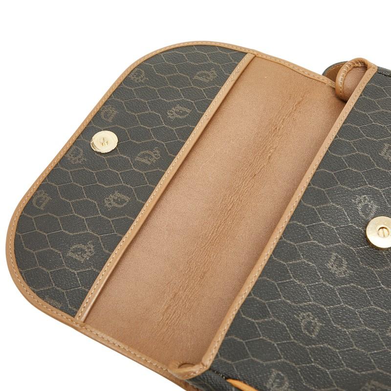 ディオール ハニカム 斜め掛け ショルダーバッグ ブラウン PVC レザー