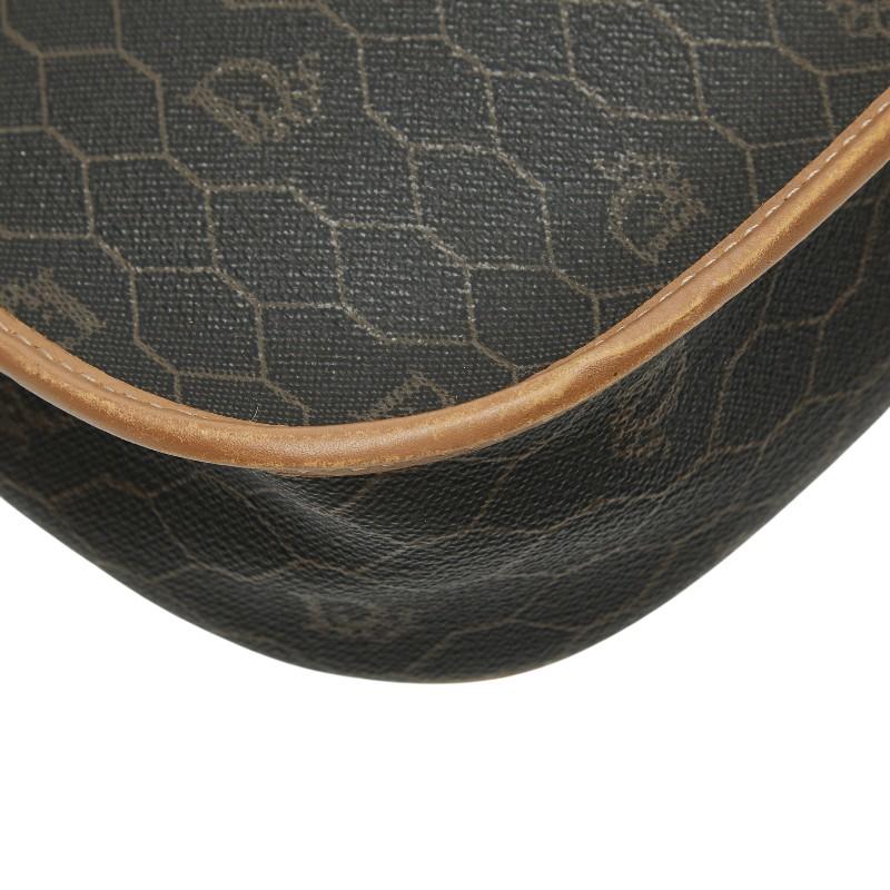 ディオール ハニカム 斜め掛け ショルダーバッグ ブラウン PVC レザー