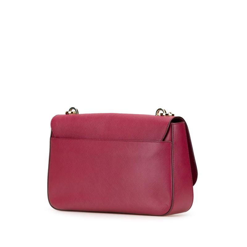サルヴァトーレフェラガモ ガンチーニ チェーン ショルダーバッグ ピンク レッド レザー レディース Salvatore Ferragamo 【中古】 サルヴァトーレフェラガモ ガンチーニ チェーン ショルダーバッグ