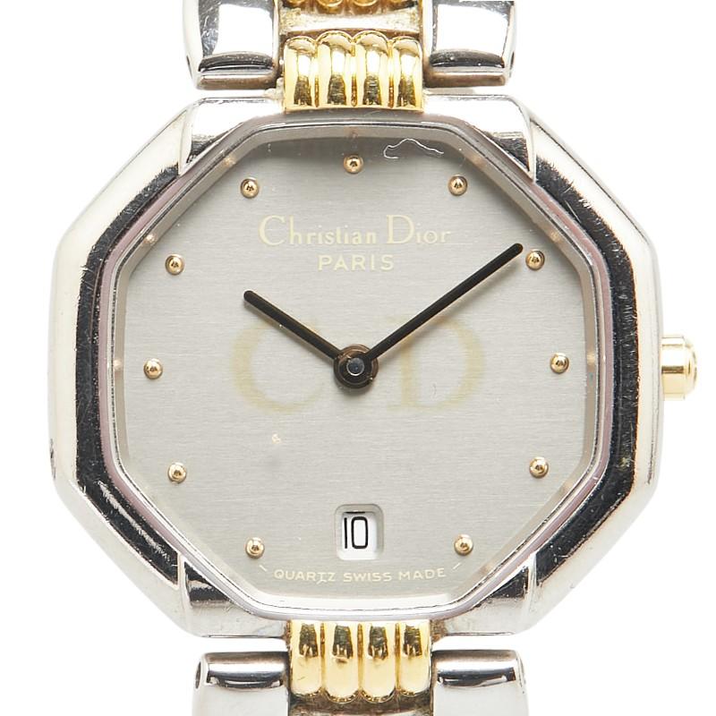 ディオール オクタゴン 腕時計 D48 203 クオーツ グレー文字盤  