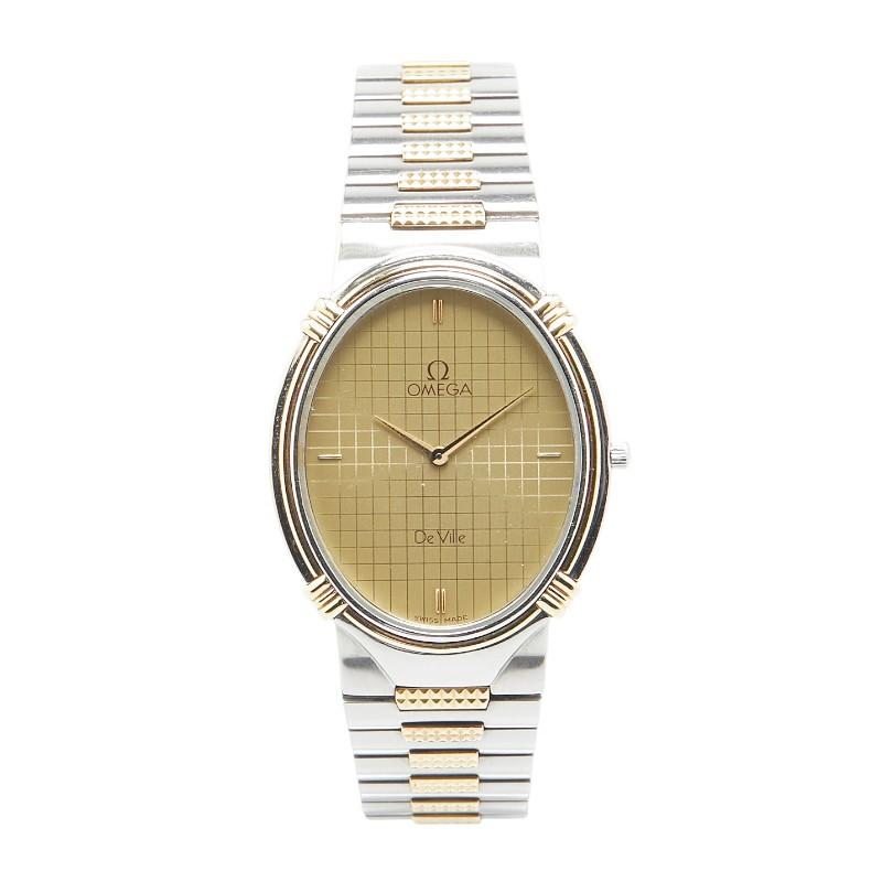 【美品】OMEGA デヴィル デイト ゴールド文字盤 クォーツ メンズ OMEGA（オメガ） デビル 腕時計 クオーツ ゴールド文字盤 ステンレス