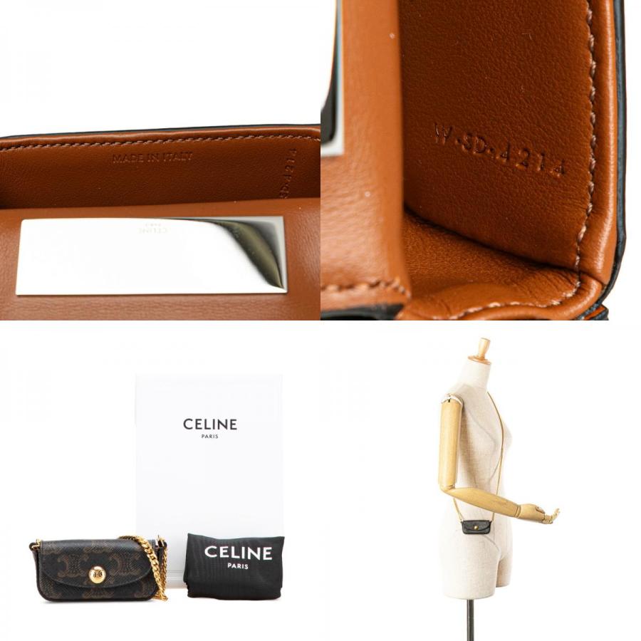CELINE セリーヌ トリオンフ チェーン リップケース ブラウン