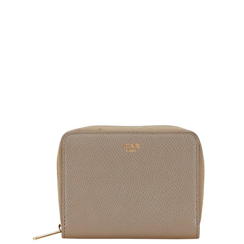 セリーヌ コンパクトジップウォレット 二つ折り財布 ケース グレージュ レザー レディース CELINE 【中古】 CELINE（セリーヌ） コンパクトジップウォレット 二つ折り財布 コイン