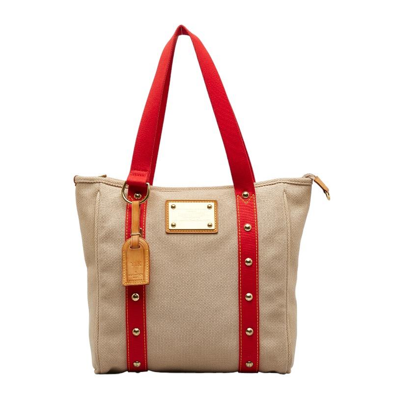 ルイ・ヴィトン LOUIS VUITTON カバMM トートバッグ バッグ キャンバス レザー アンティグア レディース ベージュ系 / レッド系 M40035 【中古】 LOUIS VUITTON（ルイ・ヴィトン） ルイ ヴィトン アンティグア カバMM