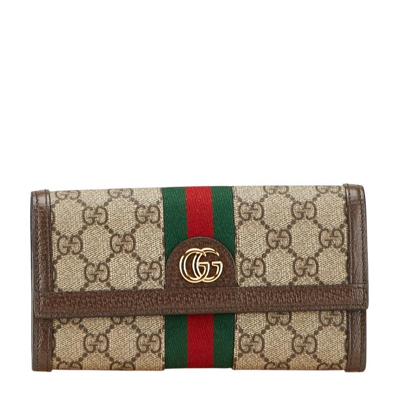 GUCCI グッチ GGスプリーム オフディア 長財布 523153 ブラウン PVC  