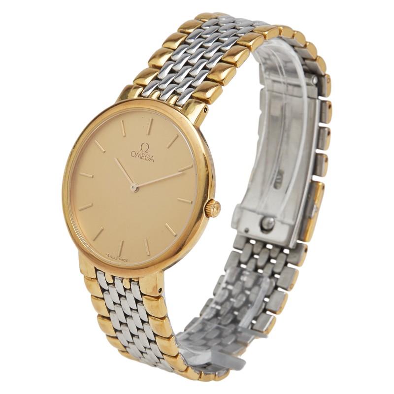 オメガ デビル Deville 腕時計 クオーツ ゴールド文字盤 ステンレス  