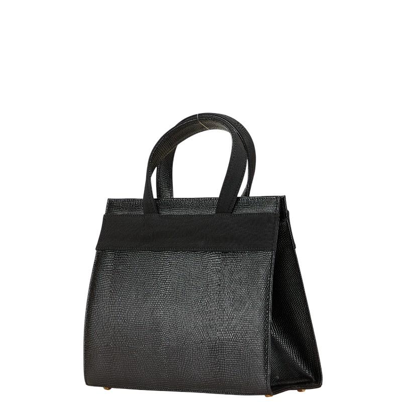 q14【美品】サルヴァトーレフェラガモ　リザード　ヴァラ金具　ブラック　ハンド. q14【美品】サルヴァトーレフェラガモ リザード ヴァラ金具