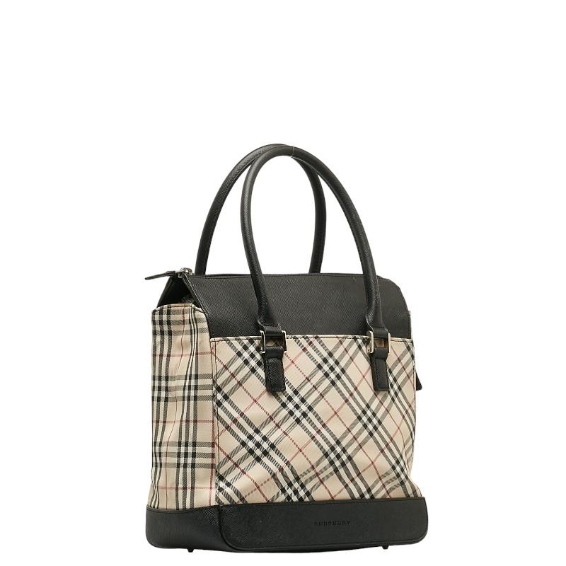 BURBERRY バーバリー ノバチェック ロゴ型押し ハンドバッグ ベージュ 