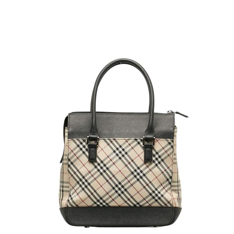 BURBERRY バーバリー ノバチェック ロゴ型押し ハンドバッグ ベージュ 