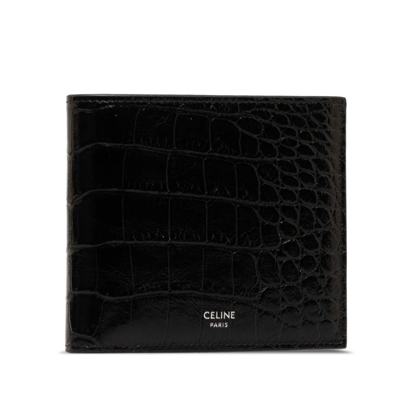 CELINE セリーヌ クロコ型押し バイフォールドウォレット 二