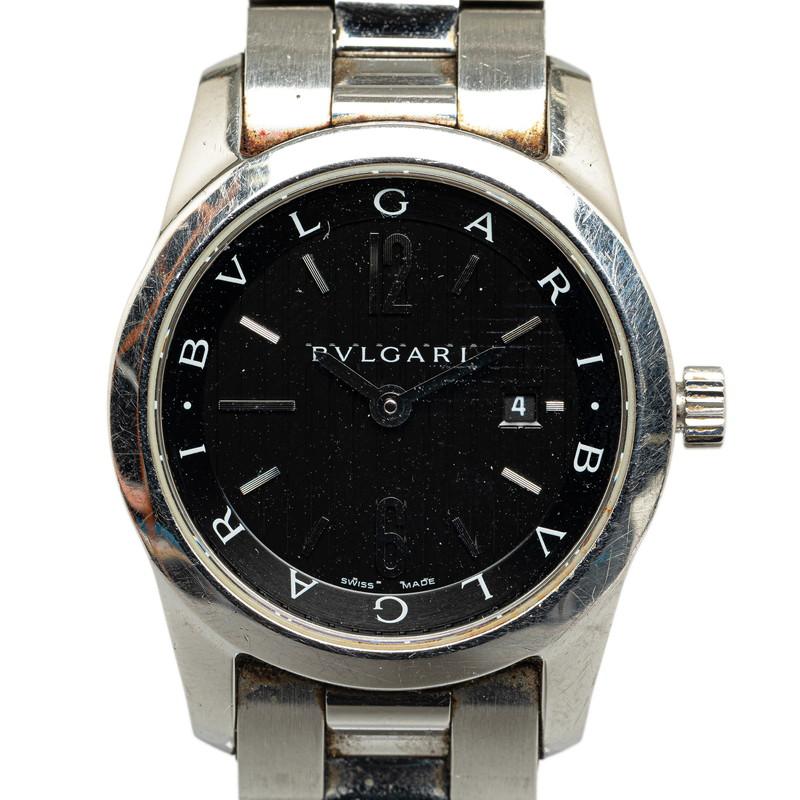 【美品】ブルガリ ソロテンポ ST30S ブラック クォーツ デイト レディース BVLGARI（ブルガリ） ソロテンポ 腕時計 ST30S クオーツ ブラック文字