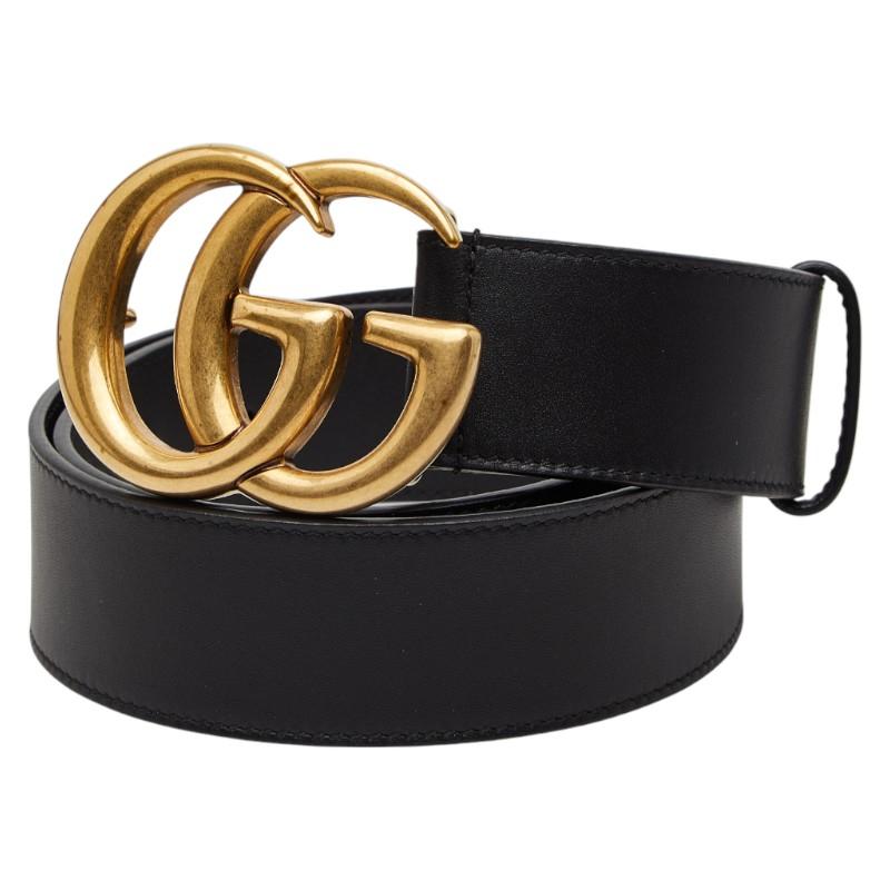 【美品】GUCCI ベルトレディース　ダブルジー　マーモント75/30 ブラック GUCCI（グッチ） GGマーモント ダブルG ベルト サイズ:75/30 400593