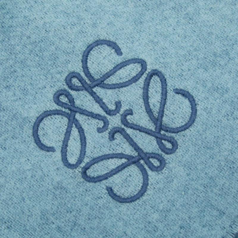 LOEWE（ロエベ） アナグラム マフラー ブルー ウール カシミヤ