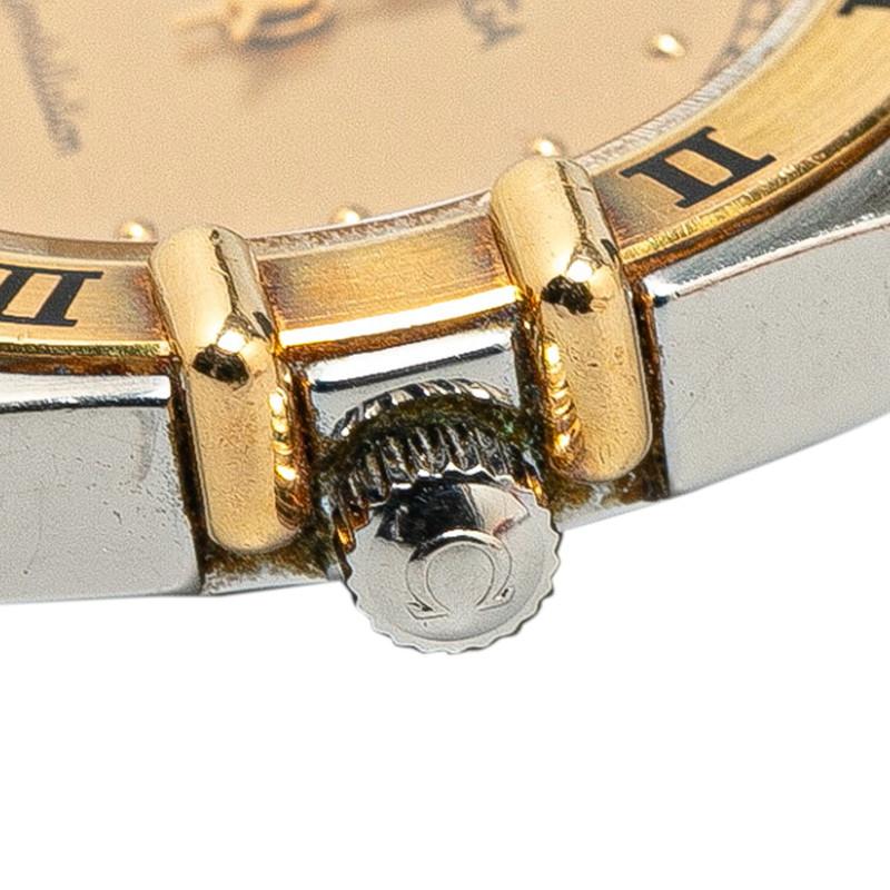 【OMEGA】オメガ コンステレーション ステンレススチール×レザー クオーツ アナログ表示 レディース ゴールド文字盤 腕時計 OMEGA（オメガ） コンステレーション 腕時計 クオーツ ゴールド文字盤