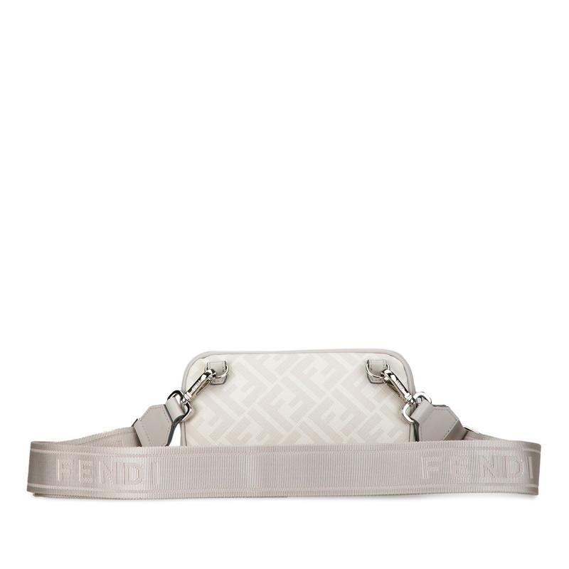 FENDI フェンディ ズッカ ショルダーバッグ グレー PVC レザー  