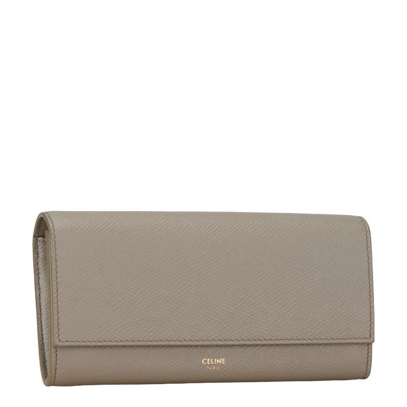 CELINE（セリーヌ） ラージ フラップウォレット 長財布 グレー レザー 