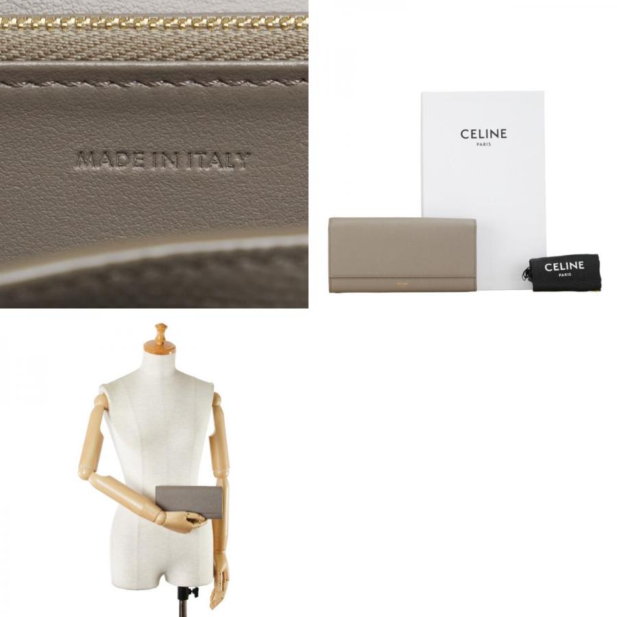 CELINE（セリーヌ） ラージ フラップウォレット 長財布 グレー レザー