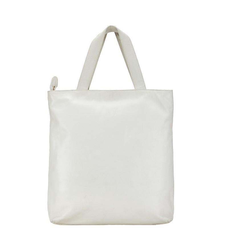 CHANEL ホワイトレザートートバッグ