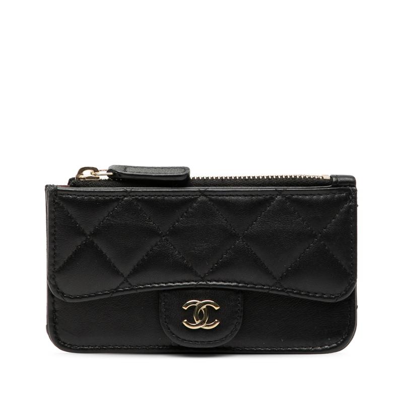 CHANEL ケース ココマーク マトラッセ ラムスキン ブラック CHANEL（シャネル） ココマーク マトラッセ カードケース コインケース