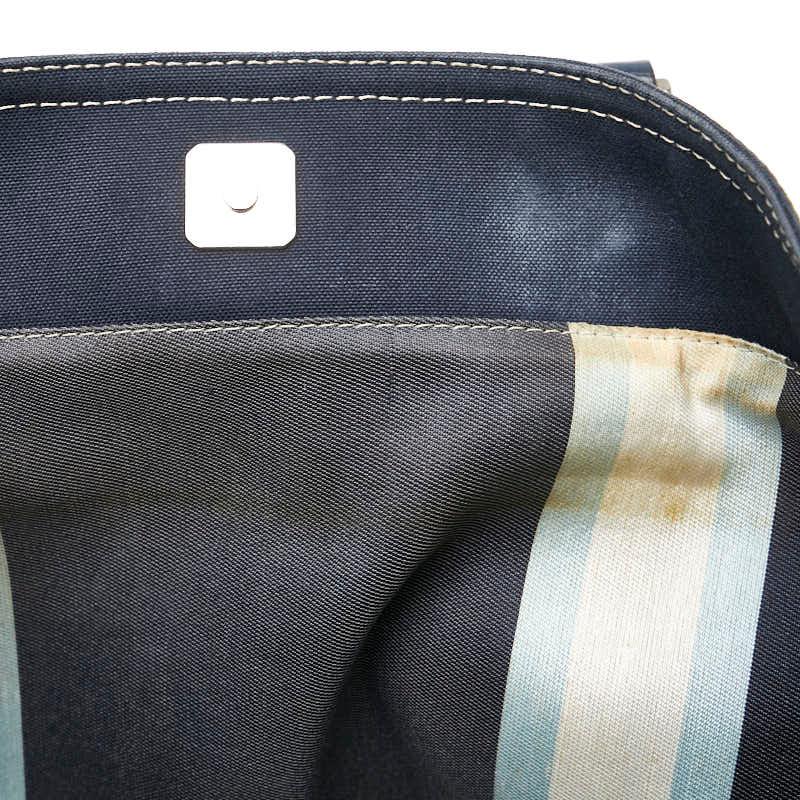 FENDI（フェンディ） ロゴ金具 ハンドバッグ ネイビー キャンバス