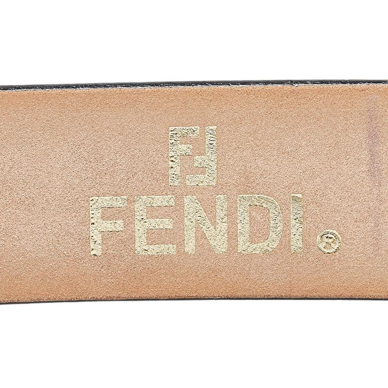 FENDI（フェンディ） ベルト 38 ブラック シルバー グリーン レザー