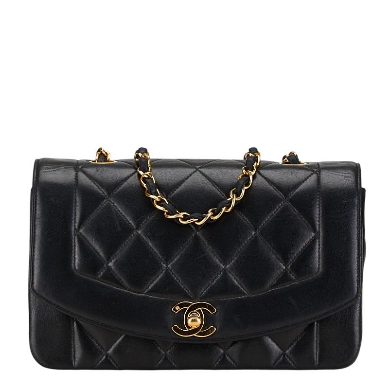 シャネル ダイアナ23 ココマーク チェーン ショルダーバッグ ラムスキン レディース CHANEL 【214-78114】 CHANEL（シャネル） マトラッセ ダイアナ23 ココマーク チェーン