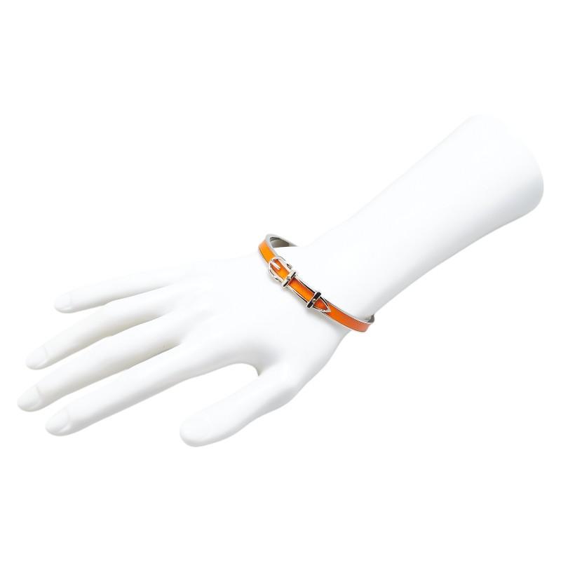 HERMES（エルメス） ベルト モチーフ バングル シルバー オレンジ
