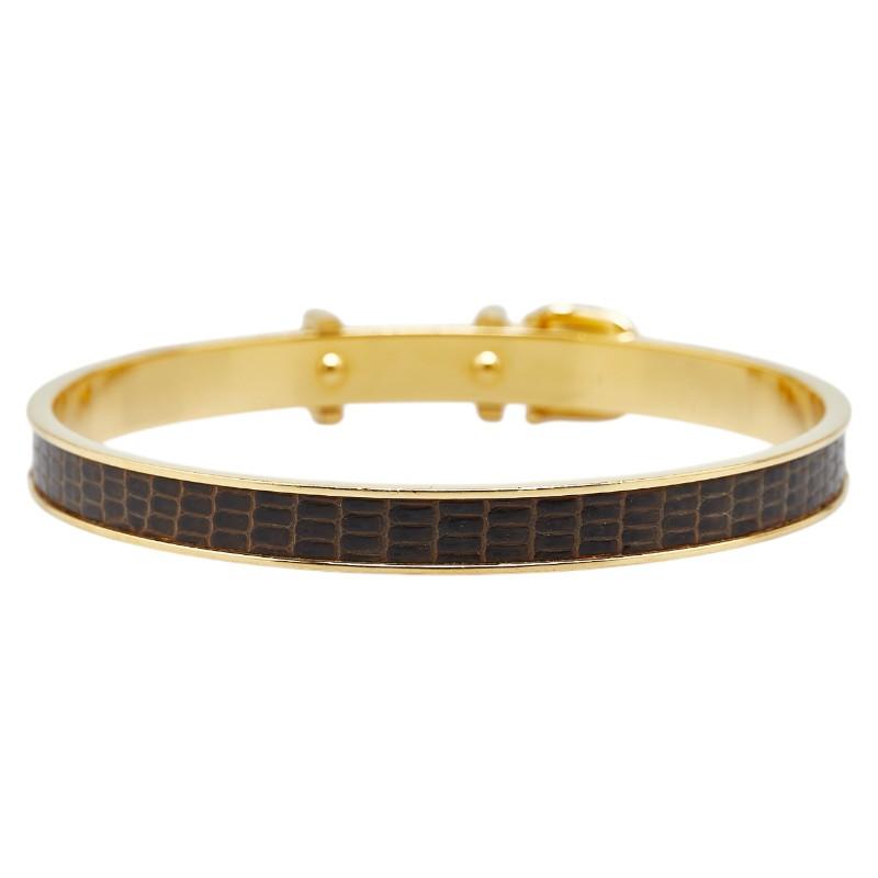 HERMES エルメス ブレスレット バングル リザード革 レディース ゴールド HERMES（エルメス） ベルト モチーフ リザード 型押し バングル