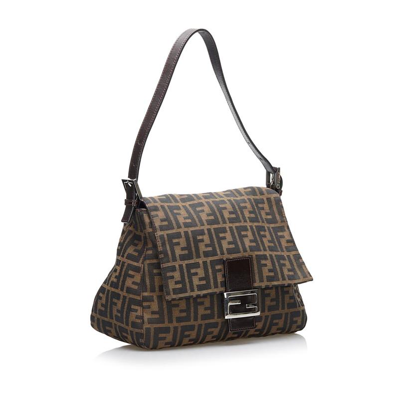フェンディ ズッカ マンマバケット ハンドバッグ ブラウン　シルバー金具 FENDI（フェンディ） ズッカ マンマバケット ハンドバッグ 26325