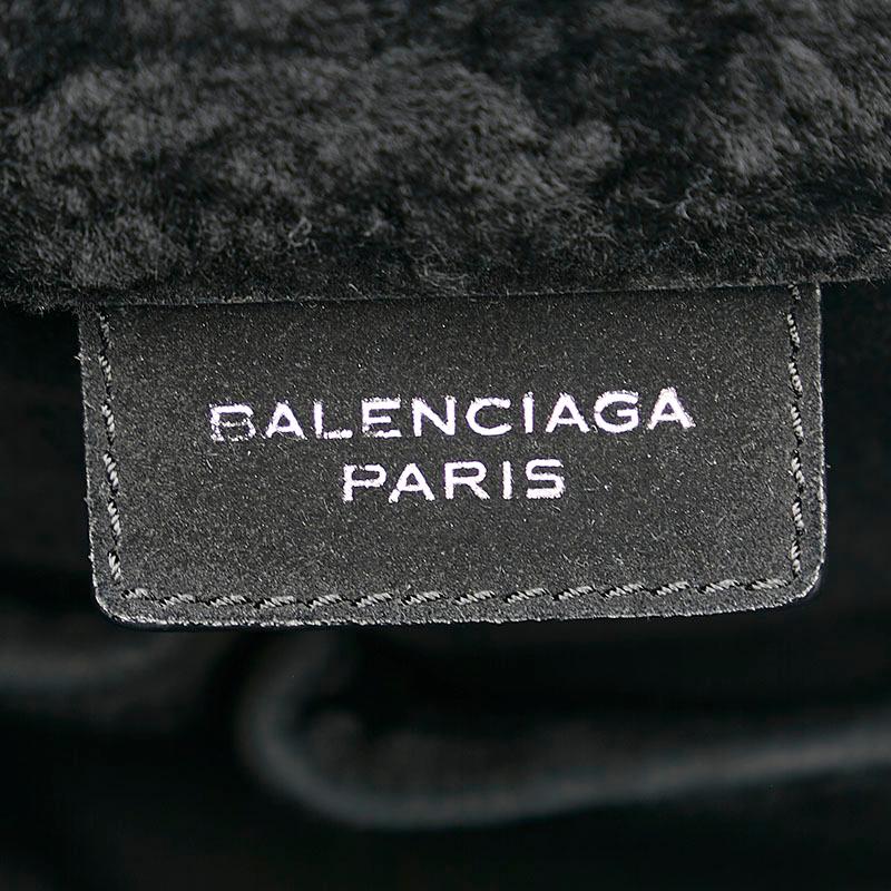 バレンシアガ ムートン ハンドバッグ トートバッグ ブラック ムートン レザー レディース BALENCIAGA 【中古】