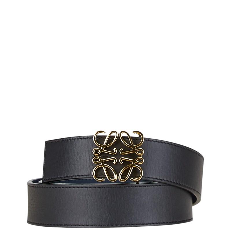 LOEWE ロエベ アナグラム バックル ベルト 80/32 ブラック ネイビー 