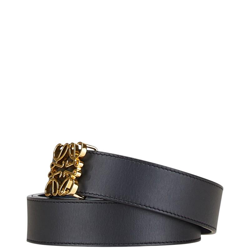【美品】ロエベ ベルト 80 ブラック LOEWE（ロエベ） アナグラム バックル ベルト 80/32 ブラック ネイビー