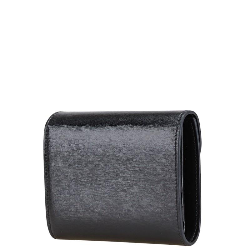 【美品・付属品完備】CELINE トリオンフ 黒 レザー ミニ財布 CELINE（セリーヌ） トリオンフ 三つ折り財布 スモールウォレット