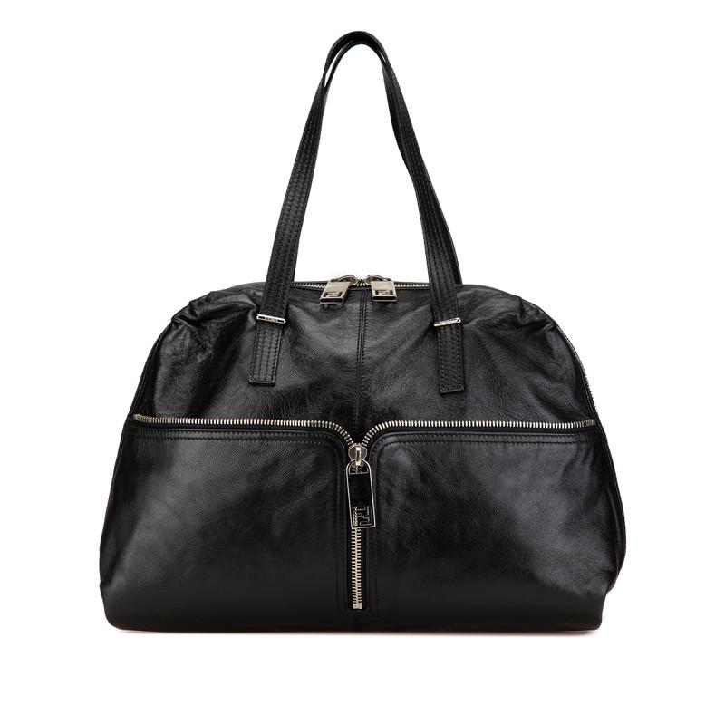 フェンディ ズッカ アンジップド ハンドバッグ トートバッグ 8BR623 ブラック レザー レディース FENDI 【中古】 フェンディ ズッカ アンジップド ハンドバッグ トートバッグ 8BR623