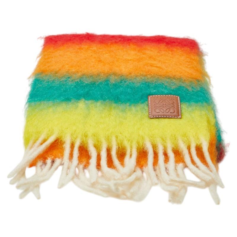 【美品】LOEWE アナグラム マフラー ウール モヘア マルチカラー LOEWE（ロエベ） アナグラム ストライプ マフラー マルチカラー ウール