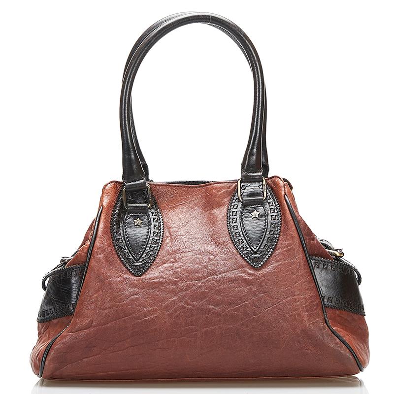 FENDI FFロゴ エトニコ　ヴィンテージ　トートバッグ ブラウン FENDI（フェンディ） エトニコ ハンドバッグ トートバッグ 8BN157
