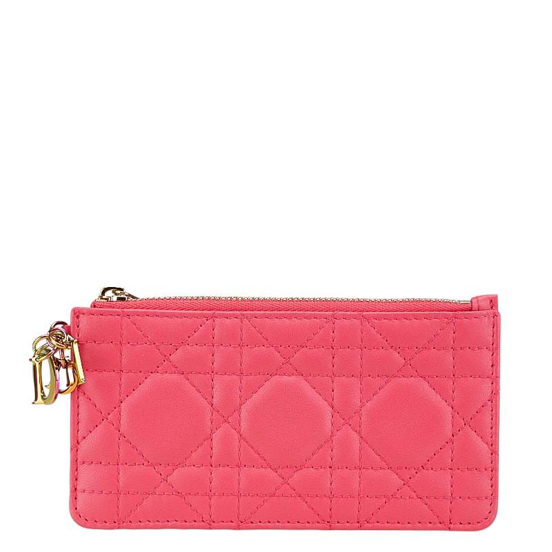 美品 ディオール カナージュ カードケース レザー レディース Dior 【214-98863】 ディオール カナージュ カードケース ピンク レザー レディース Dior